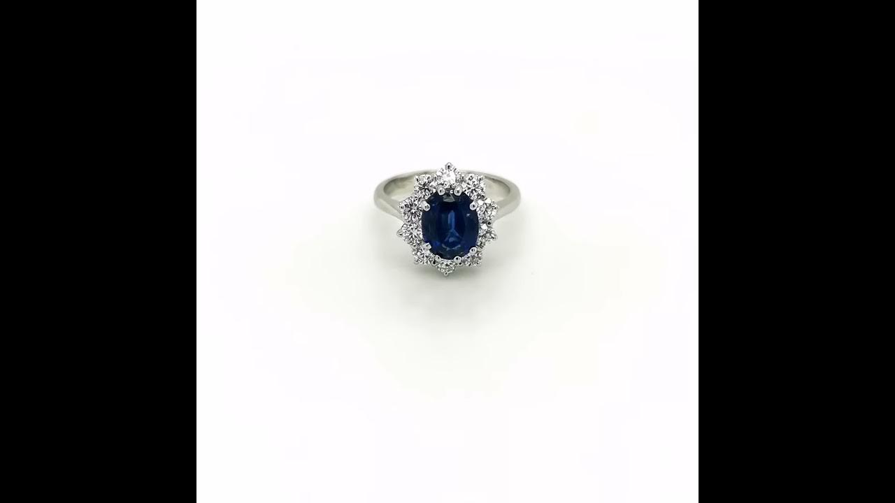Anello zaffiro ovale 7x9mm ed un carato di diamanti a contorno YouTube Anello zaffiro ovale 7x9mm ed un carato di diamanti a contorno YouTube