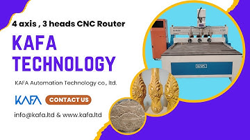 3D Design Working Video of 3 Heads 1725 Model 4-Axis CNC Router Machine || KAFA Technology
