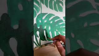 Large Monstera PAINTING on canvas Acrylic.☘️#green #plants #leaves #acrylicpaint #art #artists