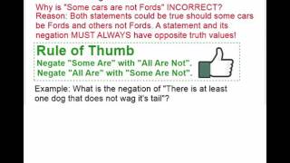 Negating statements that contain All, Some, At least one, etc.