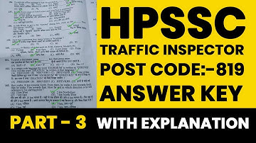 HPSSC Traffic Inspector Answer Key-3 | Traffic Inspector Post Code 819 Solved Paper | TIMS Academy