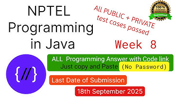 NPTEL Programming in Java week 8 all 5 programming assignment answer with code link(No password)