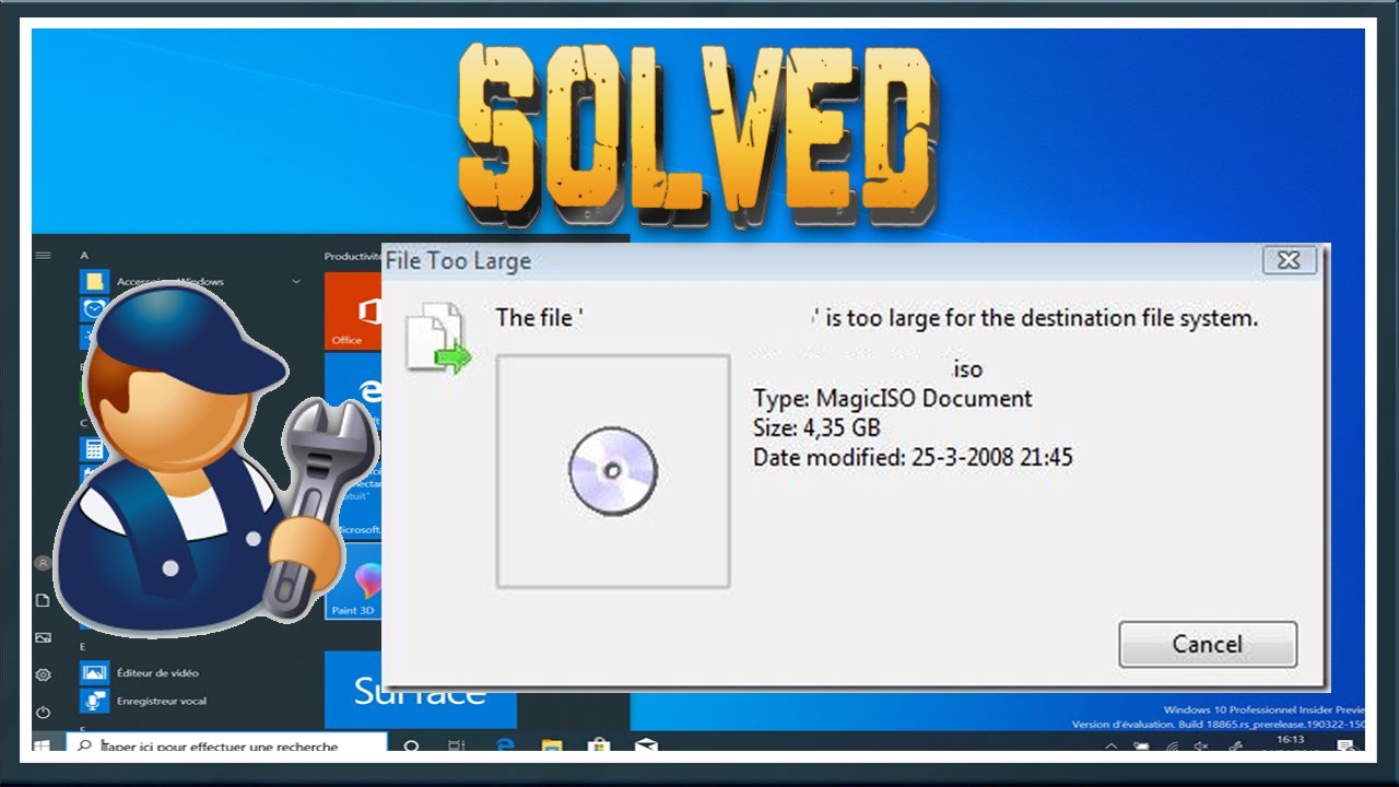 SOLVED File Is Too Large For The Destinaton File System When Copying Files Less Than 4 Gb SOLVED File Is Too Large For The Destinaton File System When Copying Files Less Than 4 Gb