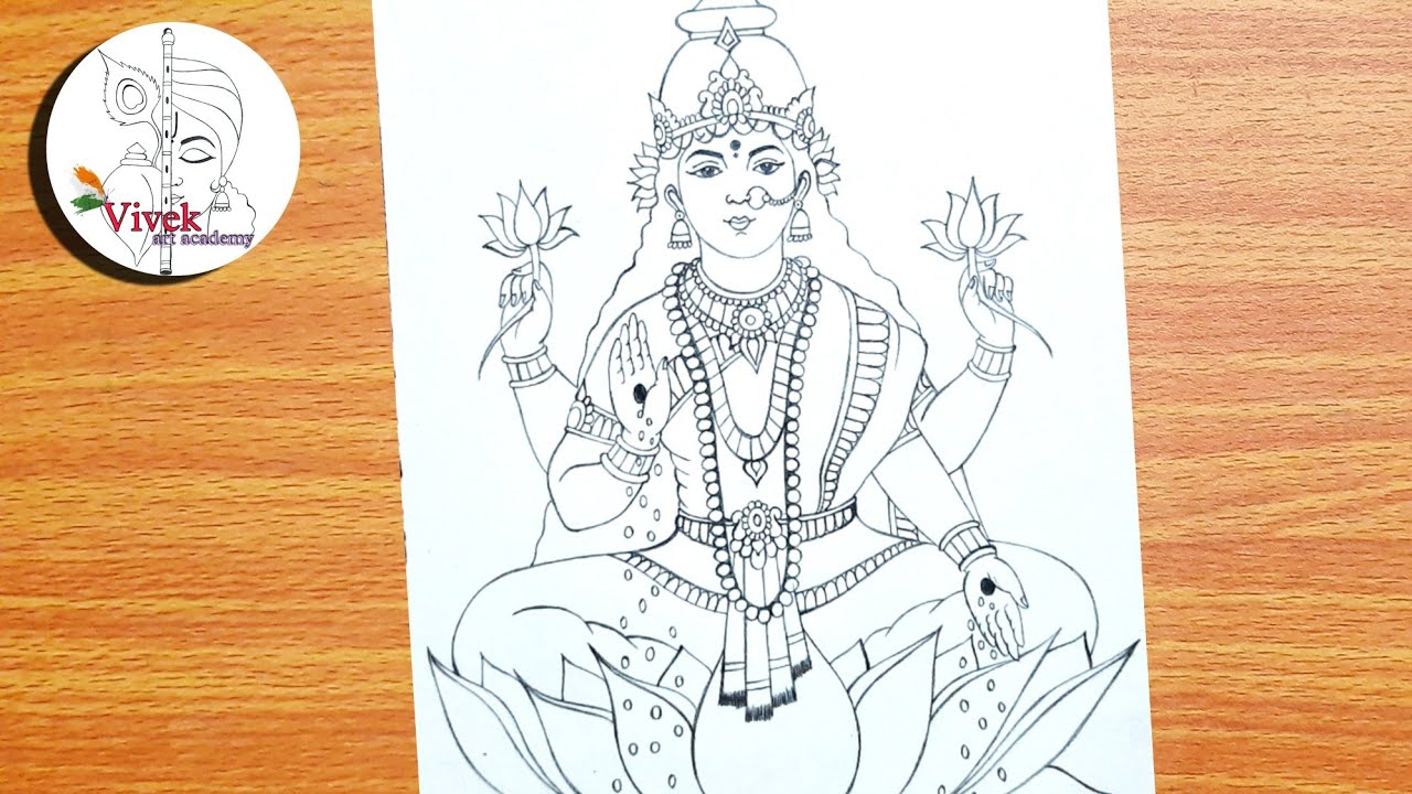 Goddess Lakshmi Drawing | Maa Lakshmi hand with Flower | Easy Drawing for  Beginners | Easy cartoon drawings, Easy drawings, Book art drawings