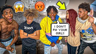 TRASH TALKING MY HOMEBOY COREY INFRONT OF HIS GIRLFRIEND *RUCREWMYA* TO GET HER REACTION...