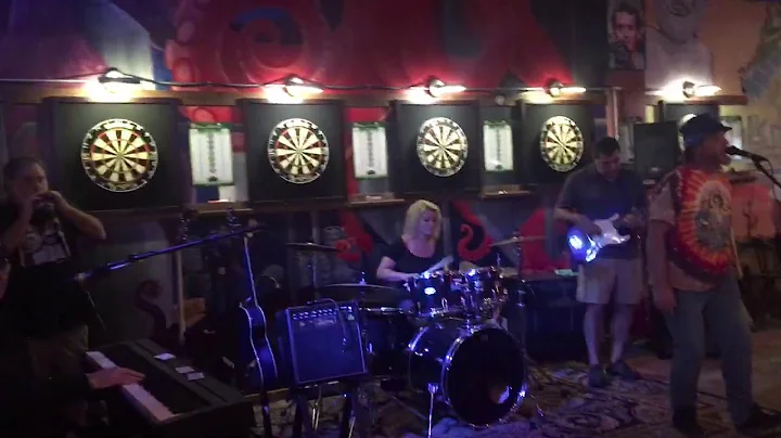 Barbara Stout playing drums at Area 23 with Larry ...