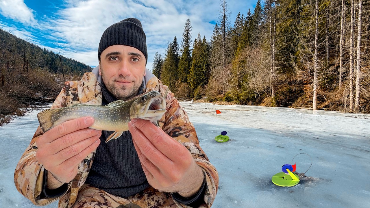 Рыбалка в Карпатах на форель На горном озере на жерлицы