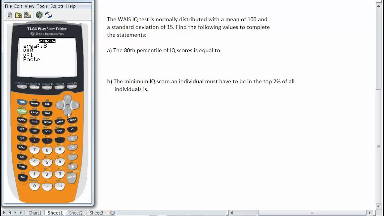 Finding Percentiles in the Normal Distribution with the TI22 Calculator.