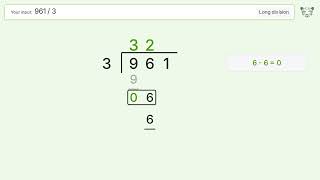 Long Division Problem 961/3: Step-by-Step Video Solution