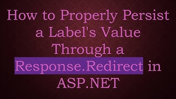 How to Properly Persist a Label