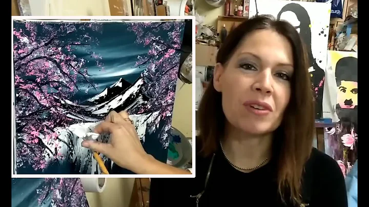 KNIFE PAINTING : WATERFALL AND JAPANESE TREES (ENG...