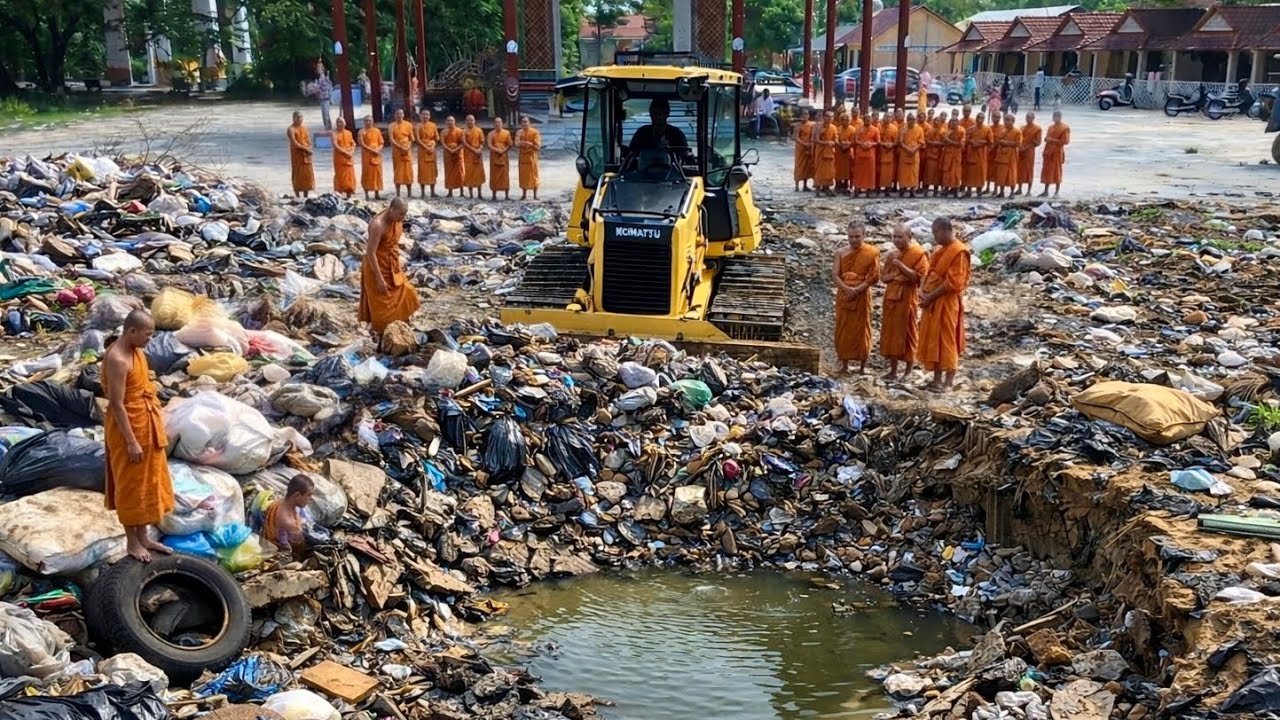 Starting New Project!!! DOZER Mitsubishi Using Skill Driver Clearing Trash And Dozer Pushing Garbage