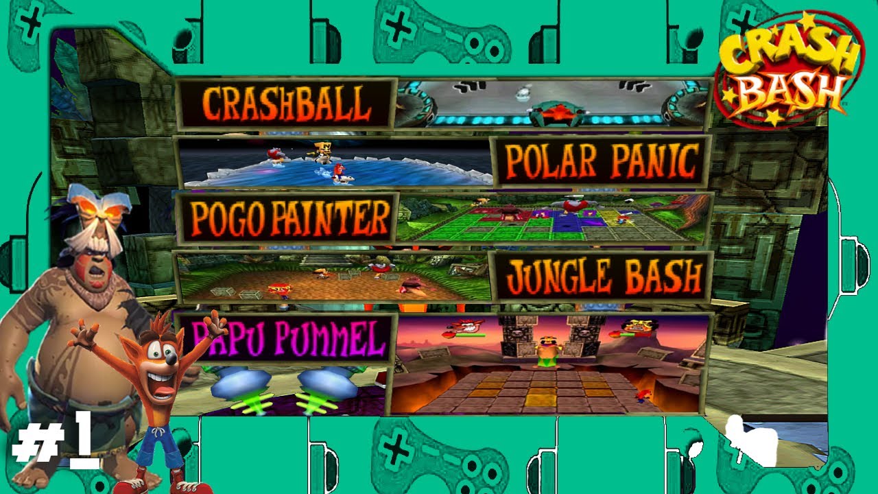 CRASH BASH All Minijuegos Mundo 1 (Warp Room 1) PS1 60fps
