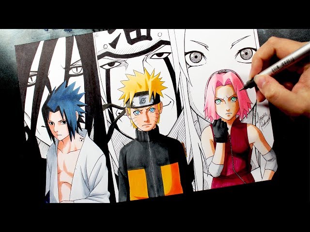 Desenhando o Naruto/Sasuke - Drawing Naruto/Sasuke 