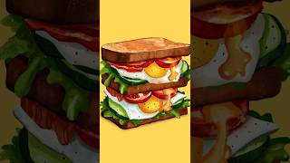 Digital Painting Process | Food Art Satisfying Sandwich #digitalpaintingprocess #artprocessvideo