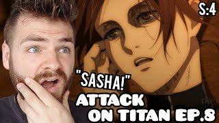 SASHA?!! NOOO!! | ATTACK ON TITAN EPISODE 8 | SEASON 4 | New Anime Fan! | REACTION