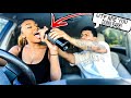DRINKING WHILE DRIVING TO SEE HOW MY BOYFRIEND REACTS!! **HILARIOUS!!*