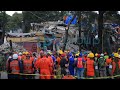 Rescuers during the 7.1 magnitude earthquake in Mexico on September 19, 2017