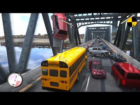 GTA 4 Crazy School Bus Crashes Ep.98