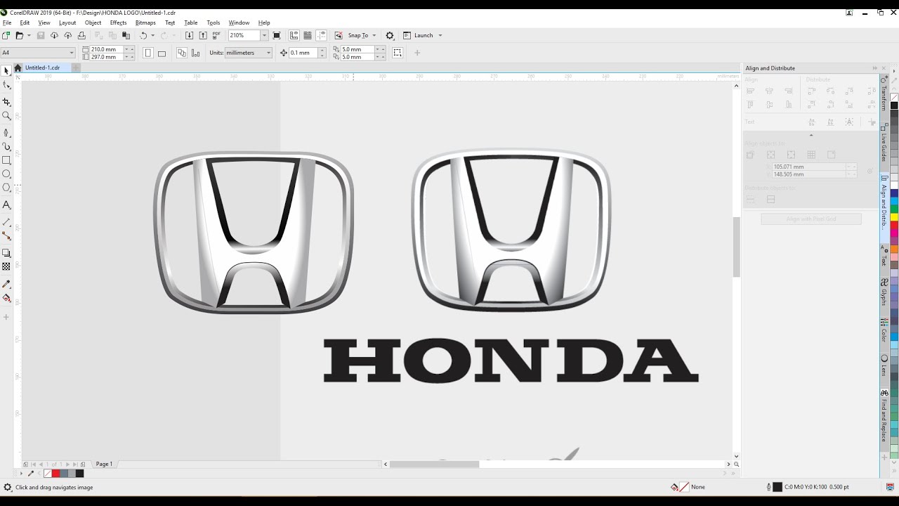 CorelDraw 2019 - Honda Logo Design concept