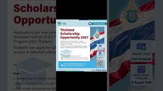 Chulabhorn Graduate Institute (CGI) Post-Graduate Scholarship Program 2027, Thailand
