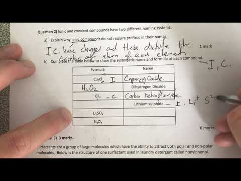Thumbnail for Question 2 - Formulas and Names - Year 11 Covalent Compounds Practice Test 2 - Walkthrough