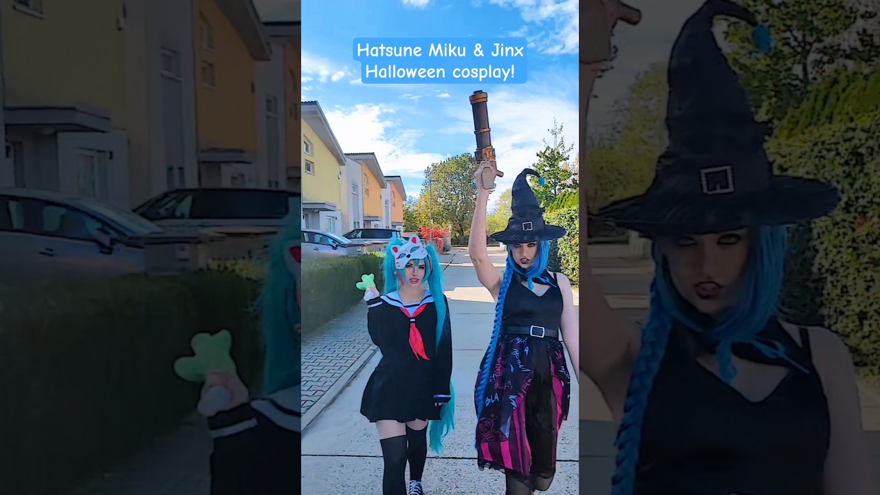 Jinx & Hatsune Miku @nikkihatsunecosplay Halloween cosplay #shorts #jinx #hatsunemiku #cosplay
