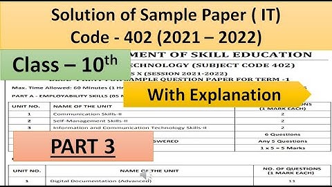 Class 10 Information Technology| IT 402 Sample Question Paper | CBSE Question Paper 2020-21 |
