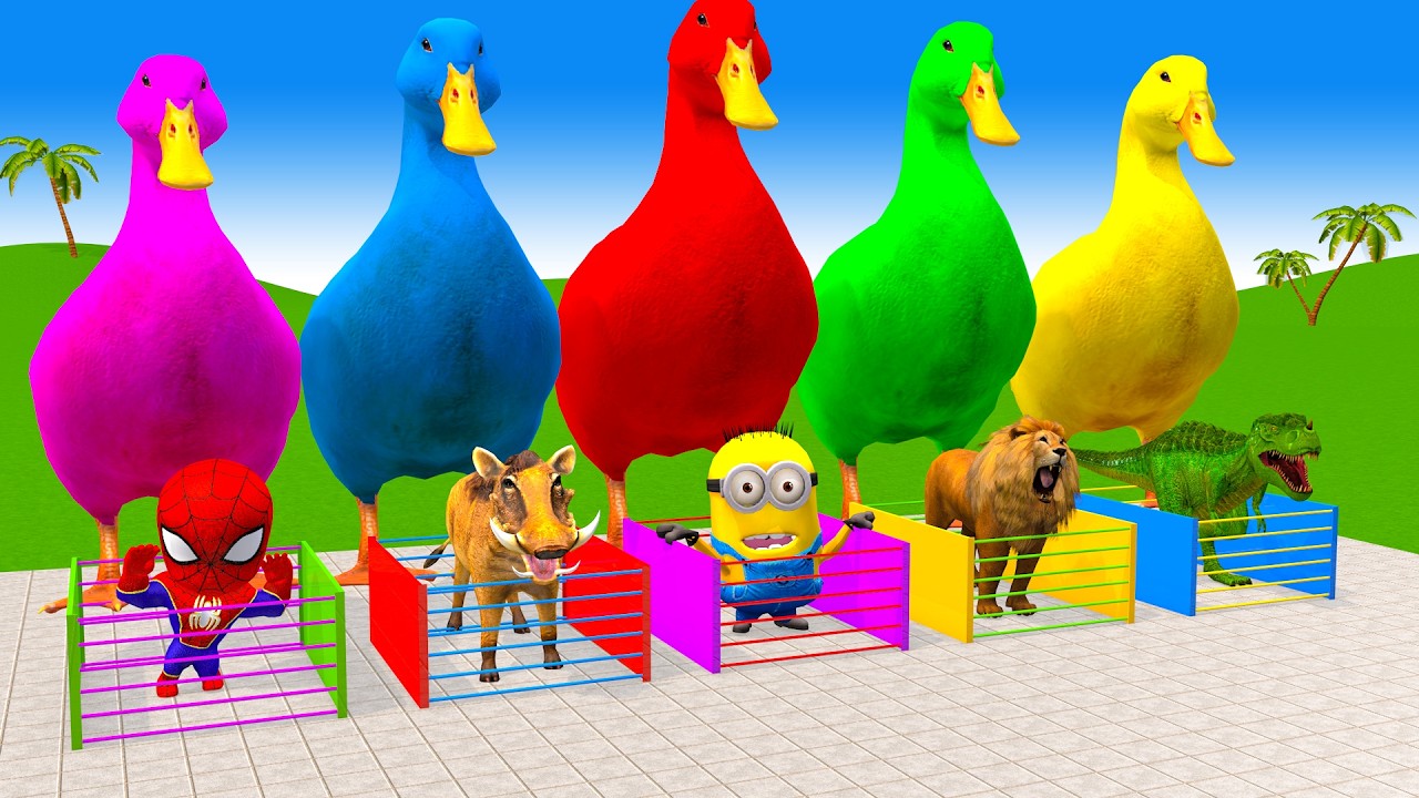 Long Slide Game With Cow Elephant Gorilla Hippopotamus Tiger 3d Animal Game Funny 3d Animals