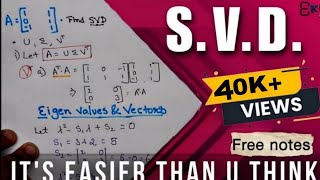 Singular Value Decomposition Numerical | SVD Numerical | Digital Image Processing | Lecture 15