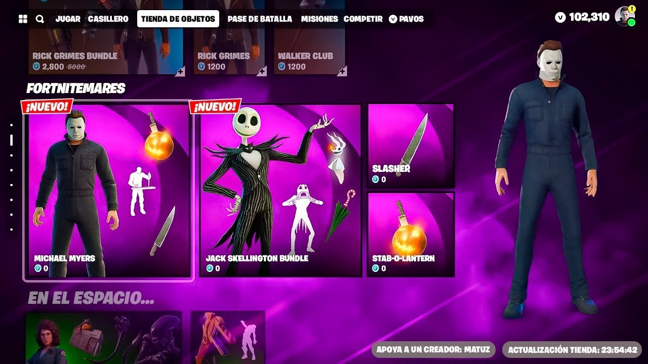 SKIN DE MICHEAL MYLLERS Y JACK SQUELETON | HAN LLEGADO A LA TIENDA DE FORTNITE | AHORA **