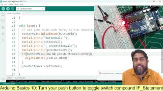 Arduino basics 10: Turn your push button to toggle switch compound if statement