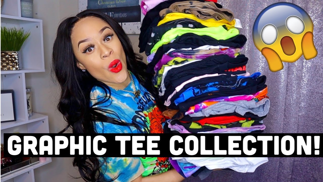 HUGE GRAPHIC TEE COLLECTION! OVER 30 SHIRTS!!! TRY ON HAUL!