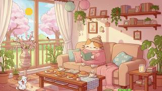 Download Lagu Warm Sakura Morning 🌞 Lofi Pusheen's Reading Indoors 🌸 Soft Chill Beats for Peaceful Start MP3