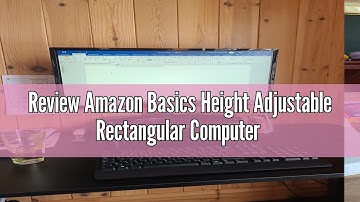 Review Amazon Basics Height Adjustable Rectangular Computer Monitor Riser Desk Stand with Storage fo