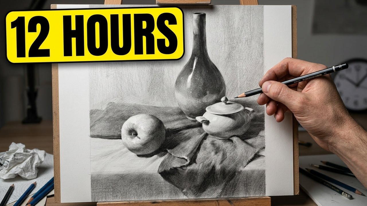 鉛筆画「Saturday afternoon」　B5大サイズ I spent 12 hours straight on this one drawing! - YouTube