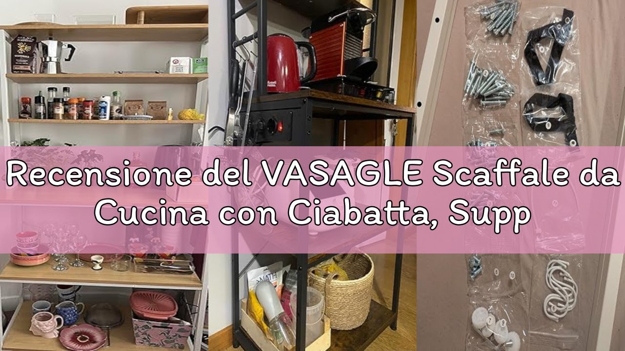 Recensione del VASAGLE Scaffale da Cucina con Ciabatta, Supporto per Forno a Microonde, Portaoggetti