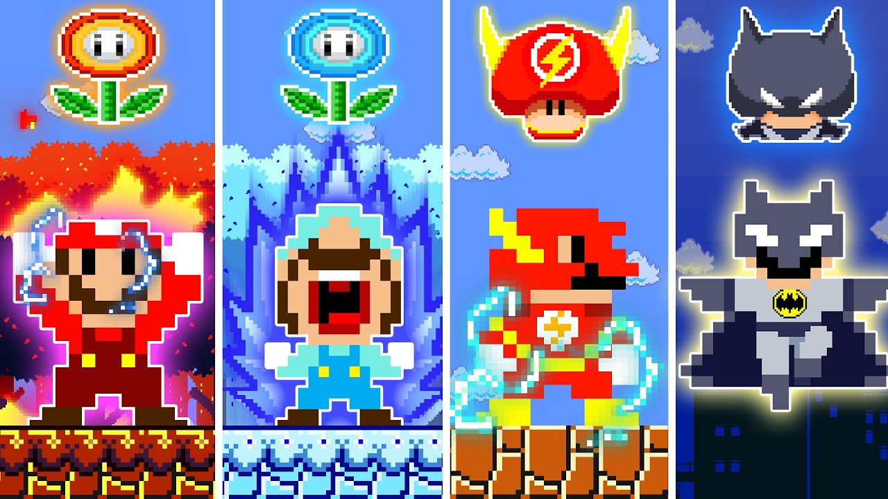 Super Mario Bros. but Mario has Batman and Flash Powerups | Game Animation