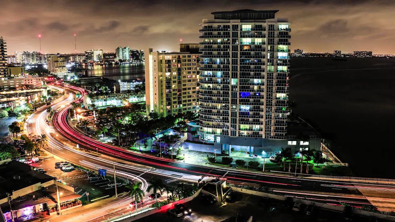 Miami Beach City Lights at Night Time-Lapse