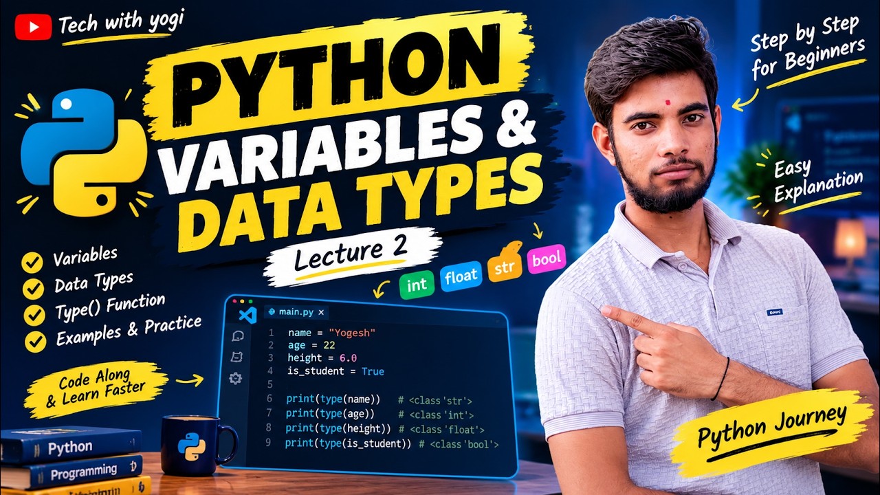 Python Variables & Data Types in Hindi | Python Tutorial for Beginners ...
