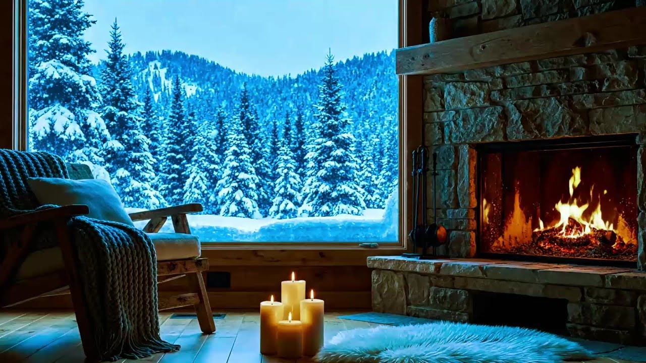 Heartwarming Winter Fireplace Music for Peaceful Sleep