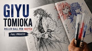 Drawing Giyu Tomioka from Demon slayer | Roller ball pen