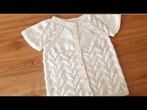 2-3 YAŞ AJURLU YAPRAK MODELLİ KIZ BEBEK YELEĞİ YAPILIŞI/Knit Baby Vest