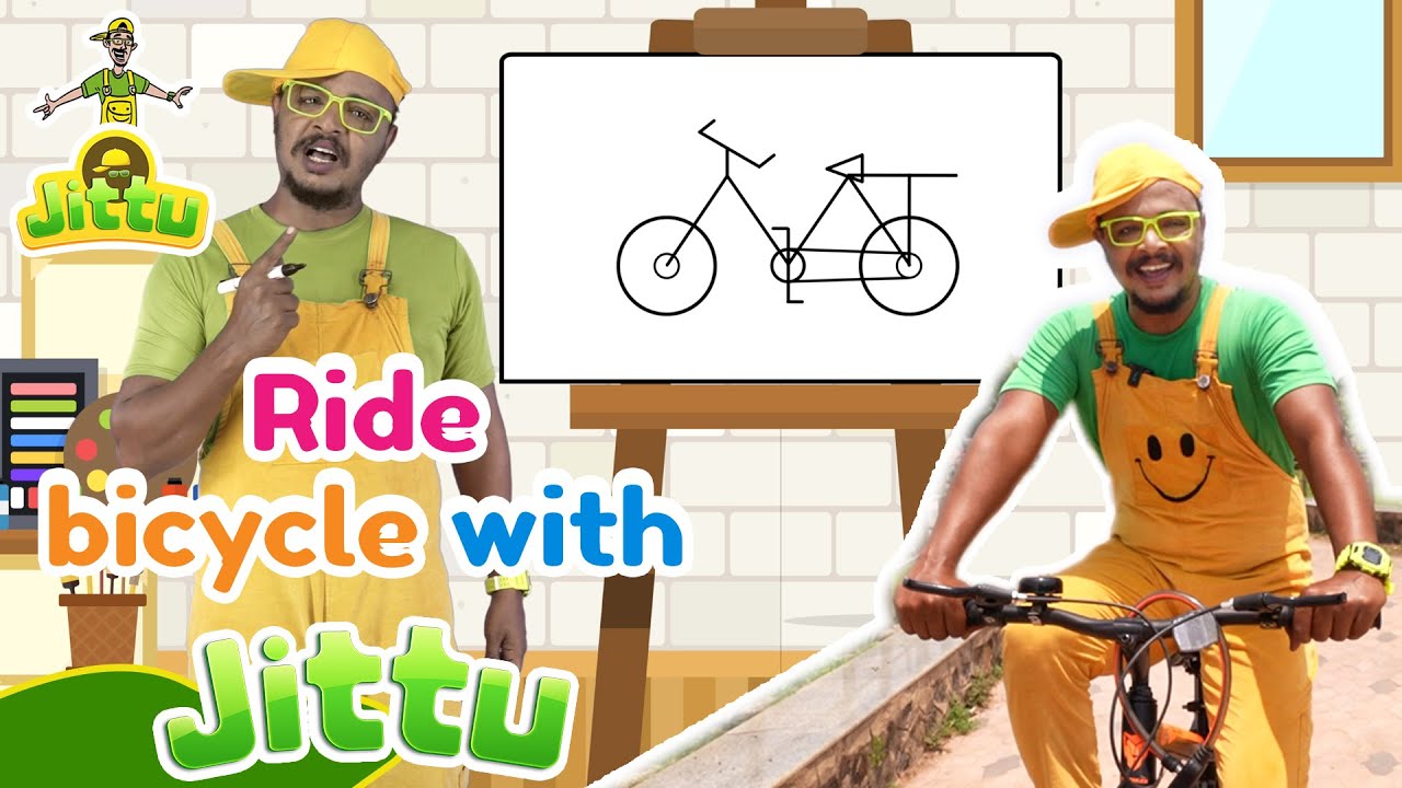 Fun Bicycle ride with Jittu | Cycle Parts | Kids Edutainment | Jittu for Kids | How to Draw a cycle