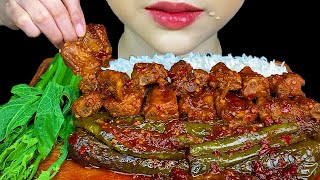 EATING SPICY FOOD||SPICY PORK RIB CURRY, SPICY THAI EGGPLANTS CURRY & WHITE RICE
