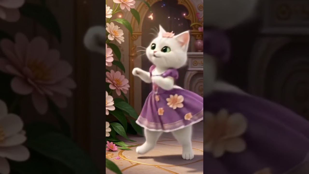white cat dance