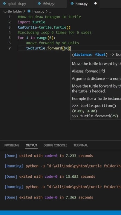 draw a hexagon in python turtle| turtle python | #pythonturtlegraphics ...