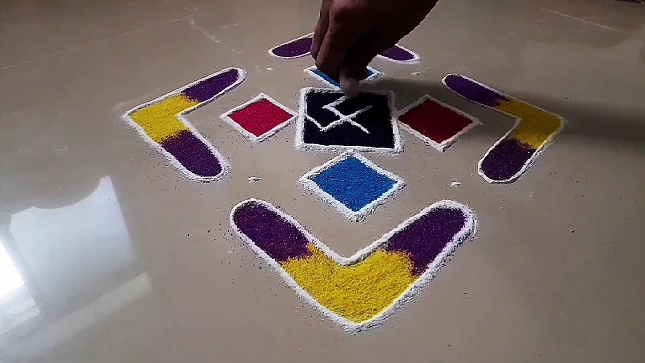 Tipkyanchi Rangoli | 9*1 Dots Rangoli simple small | Easy Rangoli ...