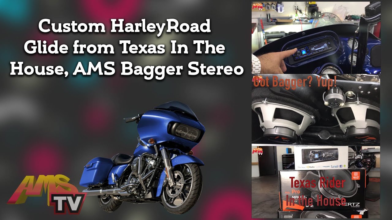 Custom HarleyRoad Glide from Texas In The House, AMS Bagger Stereo Project 439