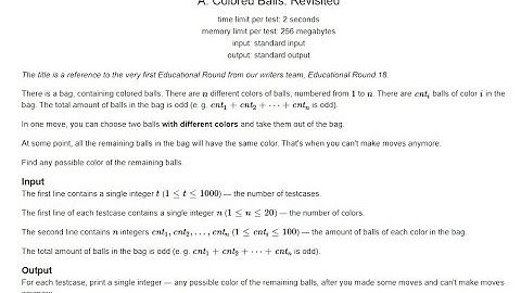 A|| Colored Balls Revisited || Educational Codeforces Round 135|| Div 2